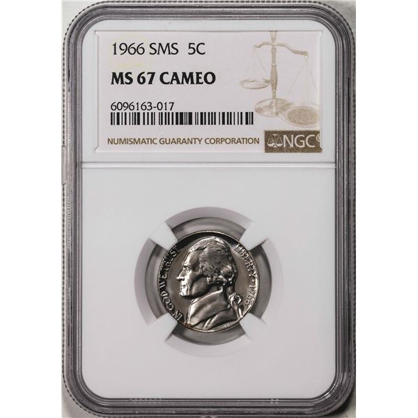 1966 SMS Jefferson Nickel Coin NGC MS67 Cameo