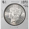 Image 1 : 1891-CC $1 Morgan Silver Dollar Coin