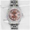 Image 4 : Rolex Ladies Stainless Steel Quickset Salmon Diamond Datejust Wristwatch