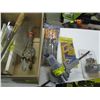 Image 1 : MISC. CLAMP, HAND DRILL, HEDGETRIMMER, MITRE SAW & BOX, ETC.