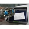 Image 8 : "AS IS" STERLING SILVER (.925) WATCH W/CUFF BAND W/TURQUOISE & CORAL STONES (MISSING 1 STONE) .