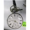 Image 2 : POCKET WATCH W/STRAP & KEY, STERLING SILVER CASE