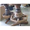 Image 2 : 2 WAGON WHEEL HUBBED WOODEN STOOLS