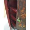 Image 2 : ROUND CURVED FRONT CORNER CABINET W/SHELVES, ASIAN DESIGN PAINTED FINISH