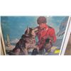 Image 2 : FRAMED WINTER SCENE RCMP W/DOG BY A. FREBERG