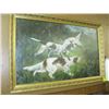 Image 1 : LG. FRAMED ORIGINAL OIL PAINTING OF HUNTING DOGS, HAS BEEN RECONDITIONED, ARTIST UNKNOWN