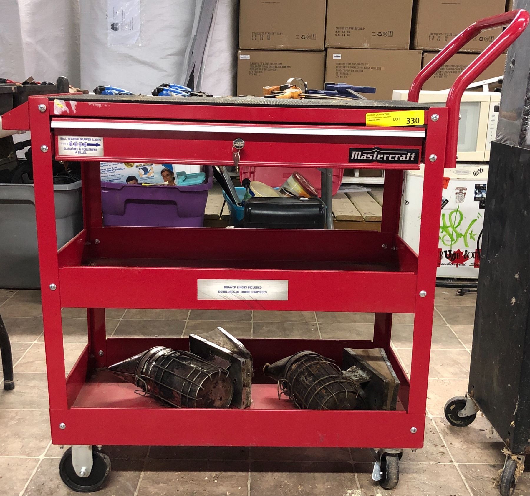 Mastercraft 3 tier tools Cart w/assorted Mastercraft Combination sets ...