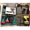 Image 1 : Group of assorted Tools - Includes DeWALT Cordless drill/ Makita Cordless drill with extra battery a