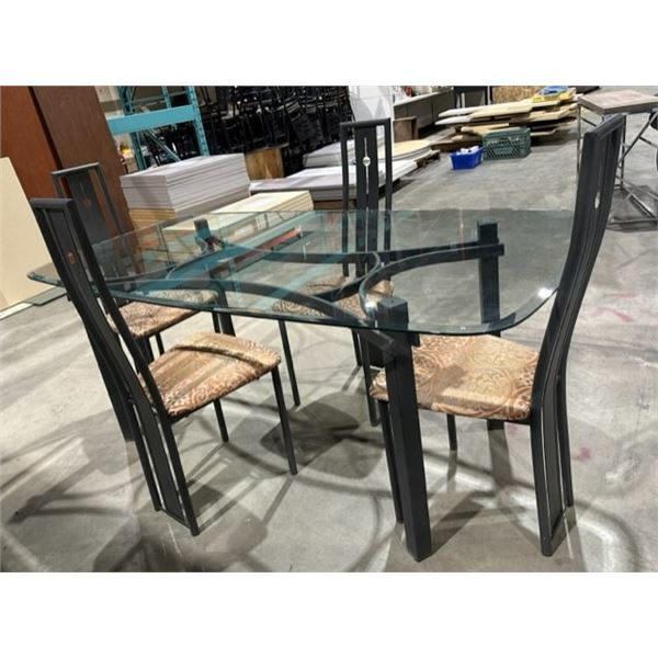 Glass Kitchen Table with 4 Chairs
