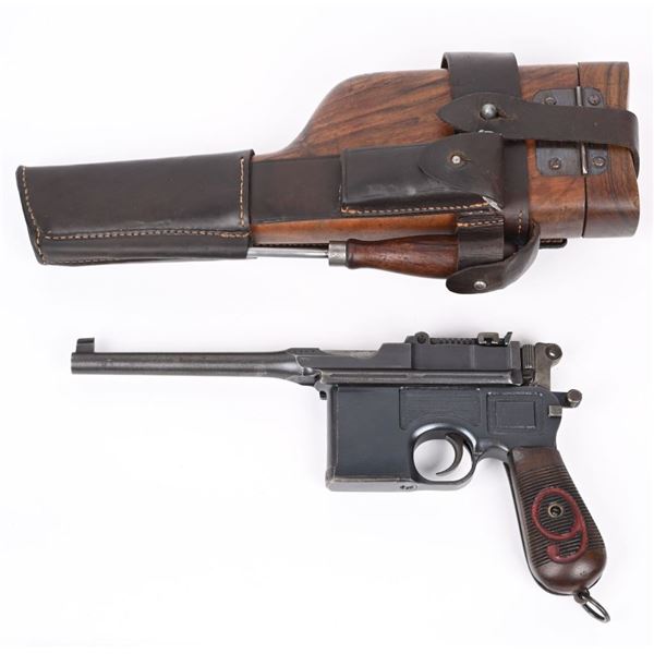 FINE WW1 MAUSER RED NINE BROOMHANDLE PISTOL RIG