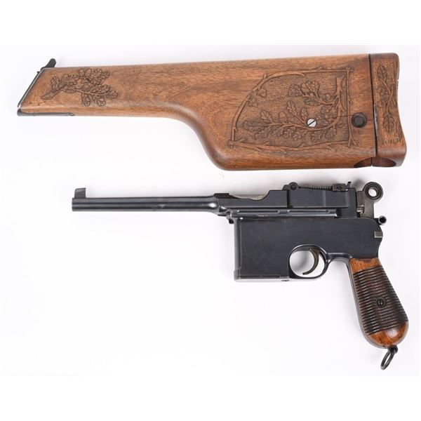 MAUSER FLATSIDE LARGERING BROOMHANDLE PISTOL RIG