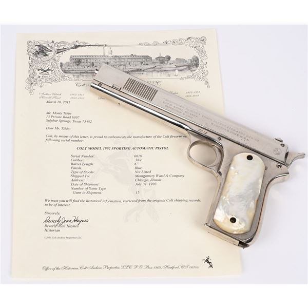 COLT MODEL 1902 SPORTING SEMI AUTO PISTOL-NICKEL