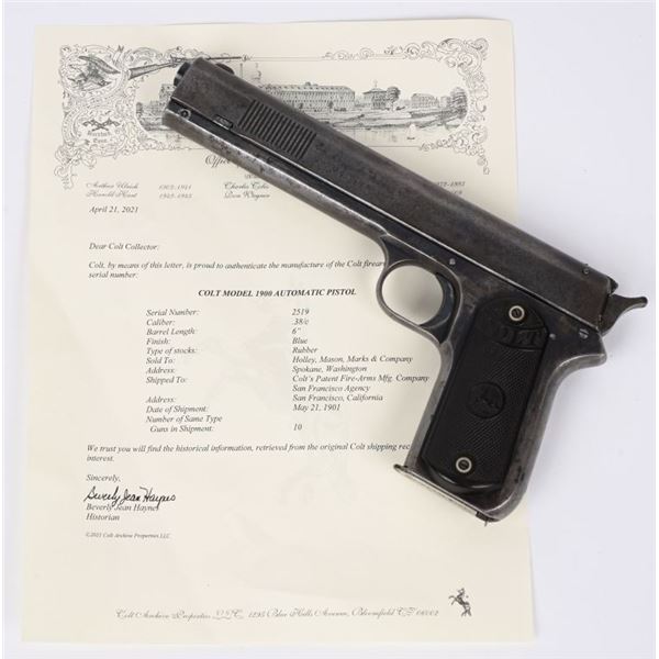DOCUMENTED COLT MODEL 1900 SIGHT SAFETY AUTOMATIC
