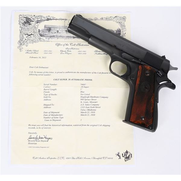 EARLY POST WAR COLT .38 SUPER AUTO PISTOL