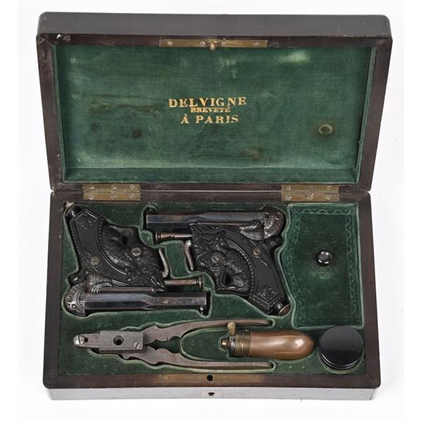 DELVIGNE CASED PERCUSSION MOUSE PISTOLS