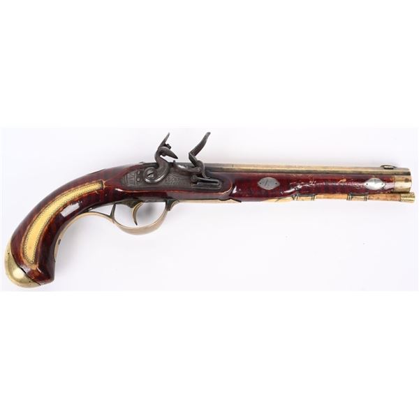 P&D MOLL ALLENTOWN BRASS BARRELED FLINT PISTOL