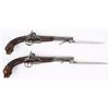 Image 3 : PAIR OF BALKAN OR OTTOMAN BAYONETED FLINT PISTOLS