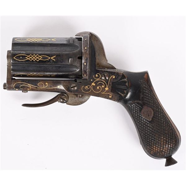 6 SHOT BLUE AND GOLD FOLDING TRIGGER PEPPERBOX
