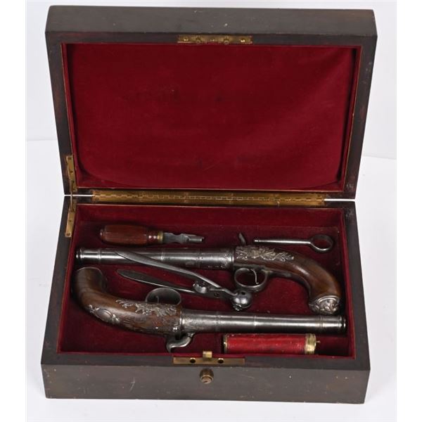 CASED PAIR OF GRIFFIN OF LONDON QUEEN ANN PISTOLS