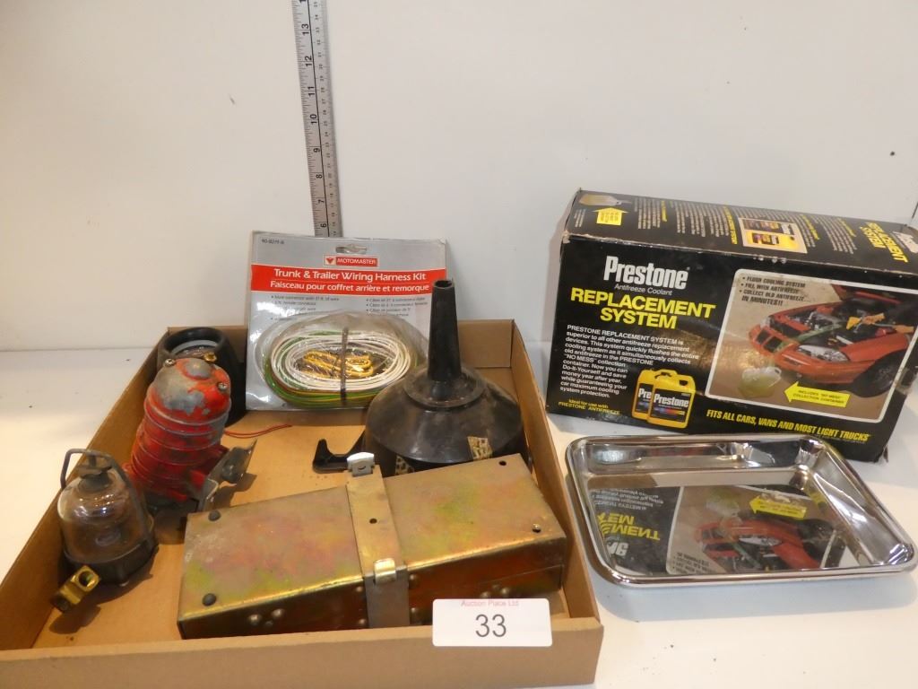 trailer wiring harness kit, oil funnel, reflectors