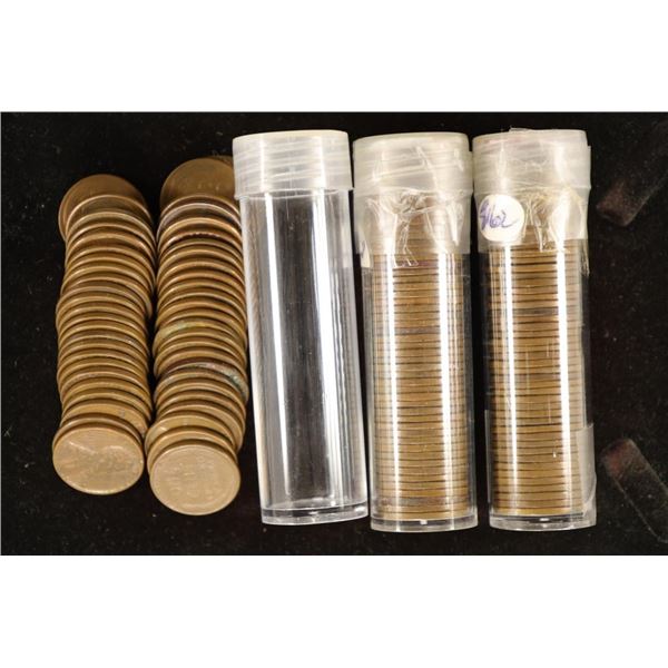 3 SOLID DATE ROLLS OF LINCOLN WHEAT CENTS: 1955,