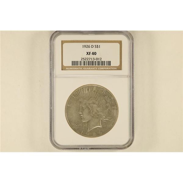 1926-D PEACE SILVER DOLLAR NGC XF40