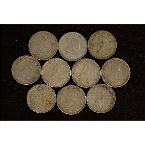 10 CANADA SILVER 10 CENTS (1949-1966) .0594-.06000