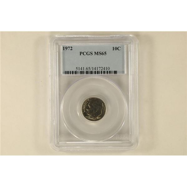 1972 ROOSEVELT DIME PCGS MS65