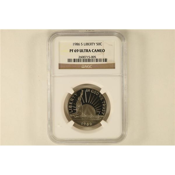 1986-S LIBERTY HALF DOLLAR NGC PF69 ULTRA CAMEO