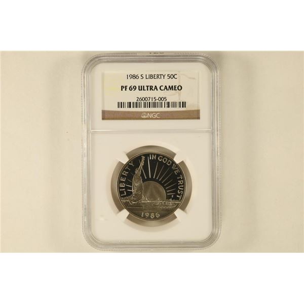 1986-S LIBERTY HALF DOLLAR NGC PF69 ULTRA CAMEO