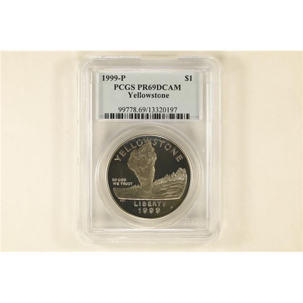 1999-P US SILVER DOLLAR YELLOWSTONE PCGS PR69