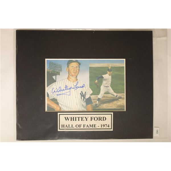 WHITEY FORD HALL OF FAME 1974 AUTOGRAPHED 3 3/4"