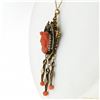 Image 4 : Antique Victorian 14K Gold High Relief Carved Coral Cameo & Bead Dangle Pendant