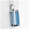 Image 3 : Handmade 14K White Gold 16.65 ctw Emerald Cut London Blue Topaz Solitaire Pendan