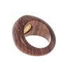 Image 4 : Hermes Dark Brown and Gold Wood Metal Selle Ring