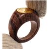 Image 9 : Hermes Dark Brown and Gold Wood Metal Selle Ring