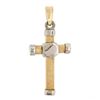 Image 2 : New Italian 14K Yellow Gold Round Cabochon Cut Black Onyx Textured Cross Pendant