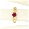 Image 7 : 14k Yellow Gold 0.77 ctw Round Ruby Solitaire Engagement Ring w/ Diamond Accents