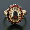 Image 2 : Vintage 14k Yellow Gold 1.27 ctw Oval & Old Round Garnet Petite Open Dinner Ring