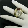 Image 4 : 18k Yellow Gold and Sterling Silver 2.73 ctw Garnet and Diamond Cocktail Ring