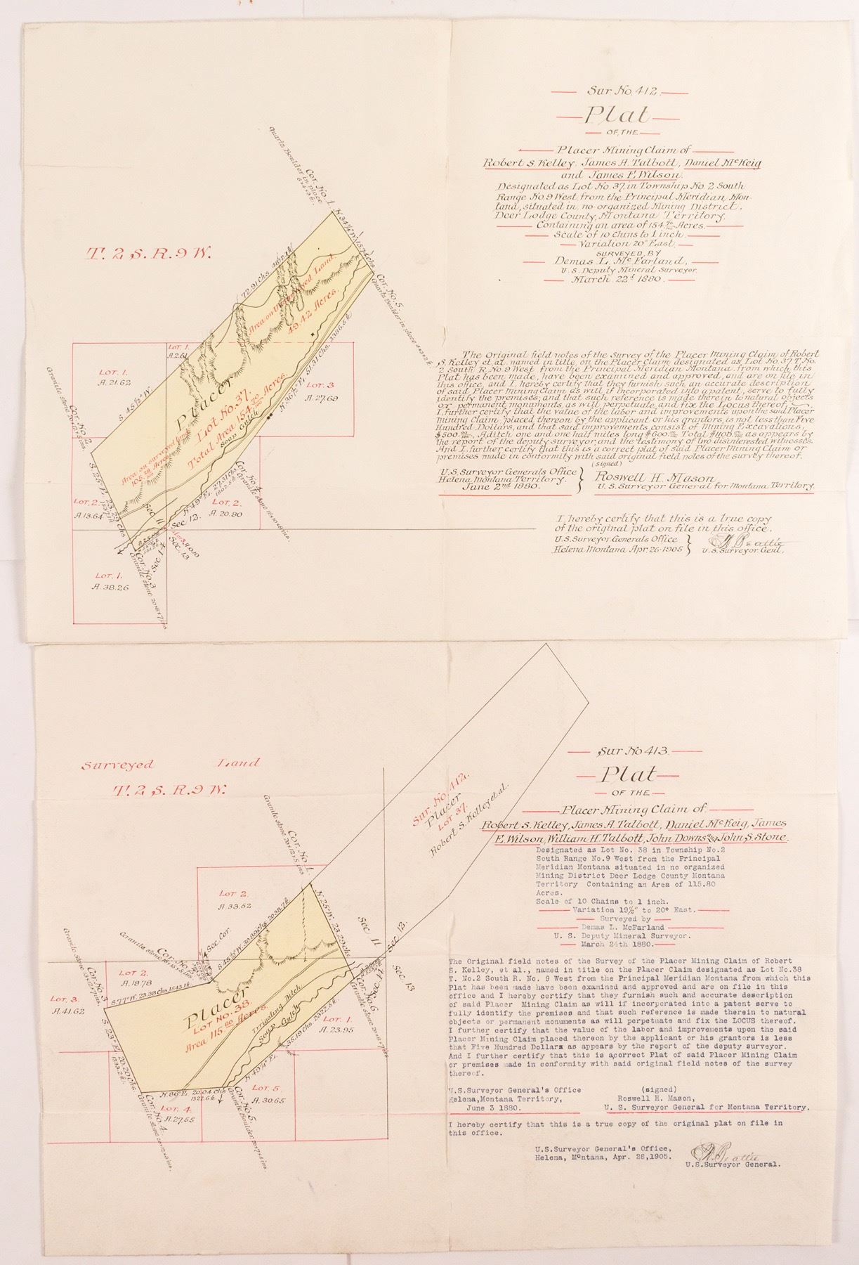 Deer Lodge Placer Mining Maps Patents 50404 Deer lodge placer mining maps patents 50404