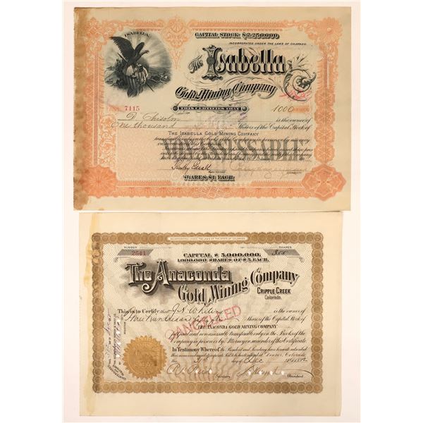 Cripple Creek, Colorado Mining Stock Autograph Pair: Moffat & Hagerman [155688]