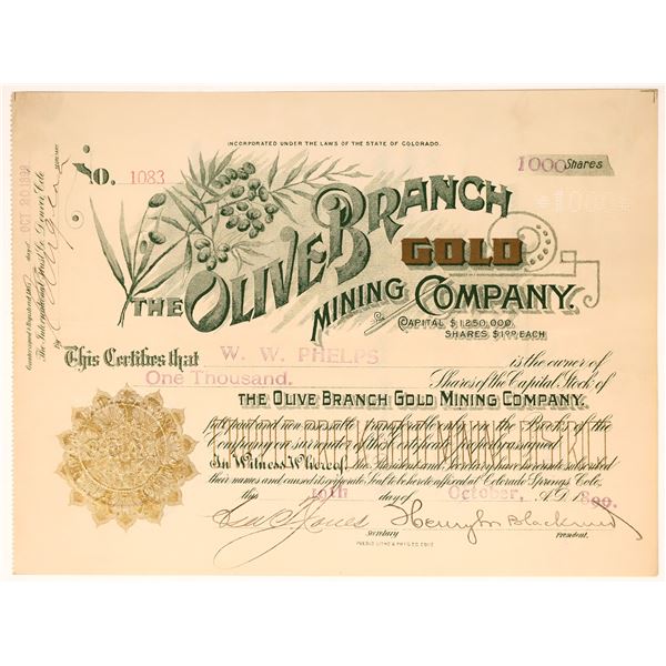 Olive Branch Gold Mining Company Stock Certificate [155691]