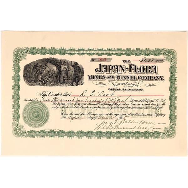 Japan-Flora Mines & Tunnel Company Stock Certificate [155693]