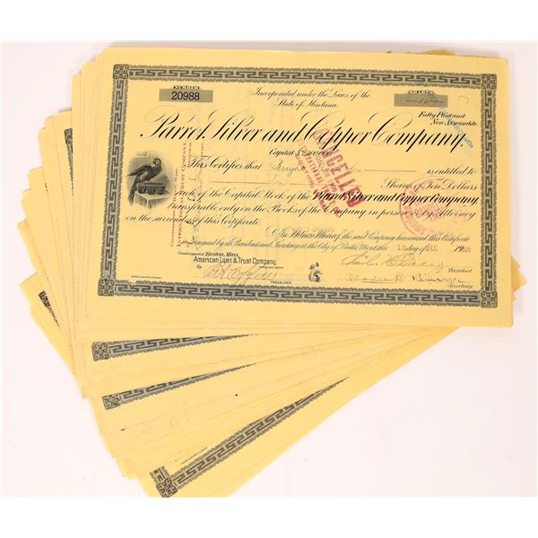 Parrot Silver & Copper Company Stock Certificates (50) [155742]