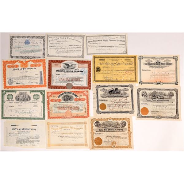 Montana Mining Stock Certificate Group [160443]