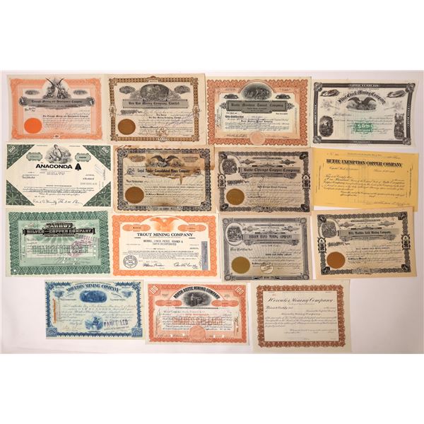 Montana Mining Stock Collection incl. WA Clark Autograph [160446]