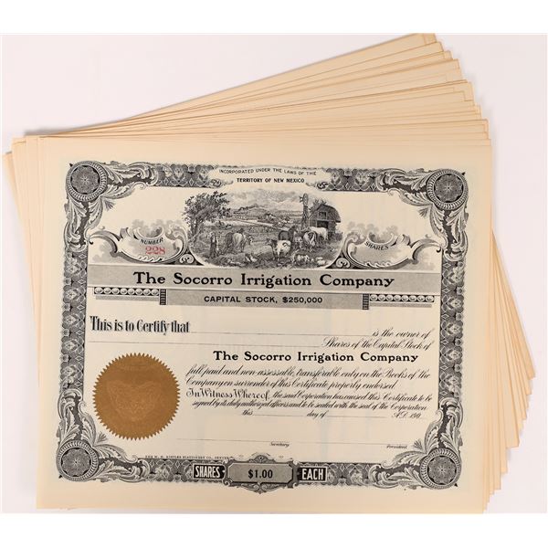 Socorro Irrigation Company Stock Certificates [160433]