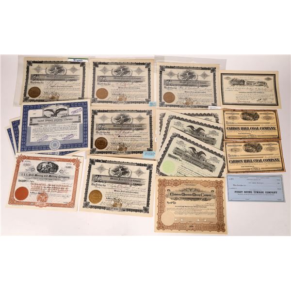 Washington State Stock Certificate Group incl. Mining [155735]