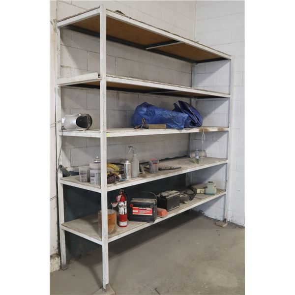 METAL SHELVING UNIT WITH WOOD PLATFORMS